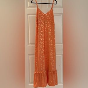 Michael Kors NWT maxi dress, size 1X, Tangerine & Gold paisley print